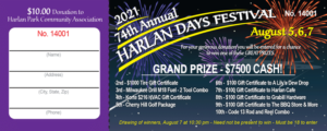 2021 Harlan Days Raffle Ticket